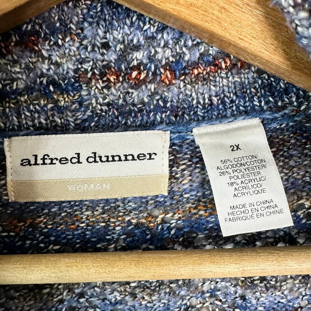 Alfred Dunner Womens size 2X Open Knit Cardigan 3/4 Sleeve Blue Boho Cottagecore - Picture 8 of 9